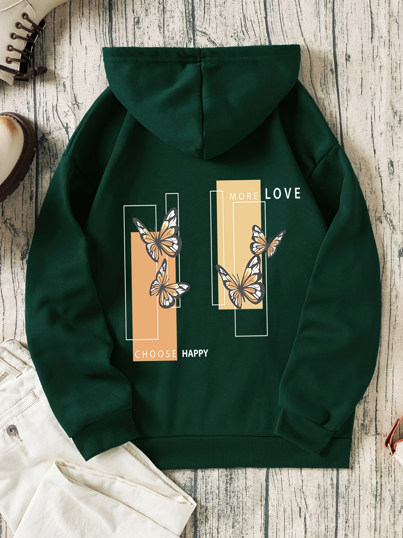 Print Casual Sweatshirt Drawstring Hoodie Women's Clothing