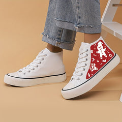 Christmas Gingerbread Print Canvas Sneakers
