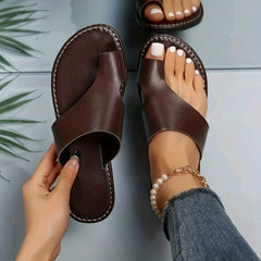 Women's Flat Sandals Faux Leather Casual Slides
