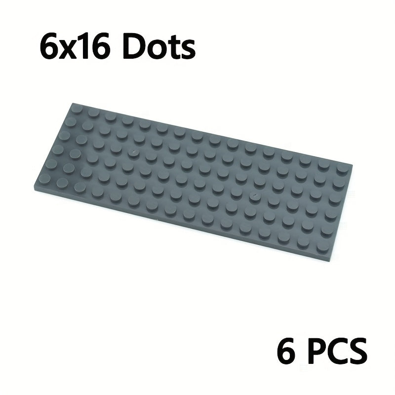 6pcs Thin Bricks 6x16 Building Blocks 3028 Red Yellow