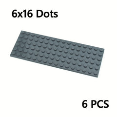 6pcs Thin Bricks 6x16 Building Blocks 3028 Red Yellow
