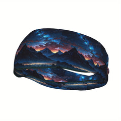 Stretchy Sweat Wicking Headband Sunset Print for Yoga Gym Running