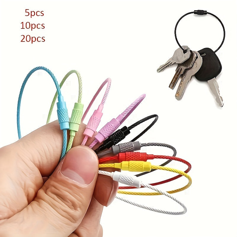 Stainless Steel Key Ring Loop Wire Keychain Rotating Screw Key Ring