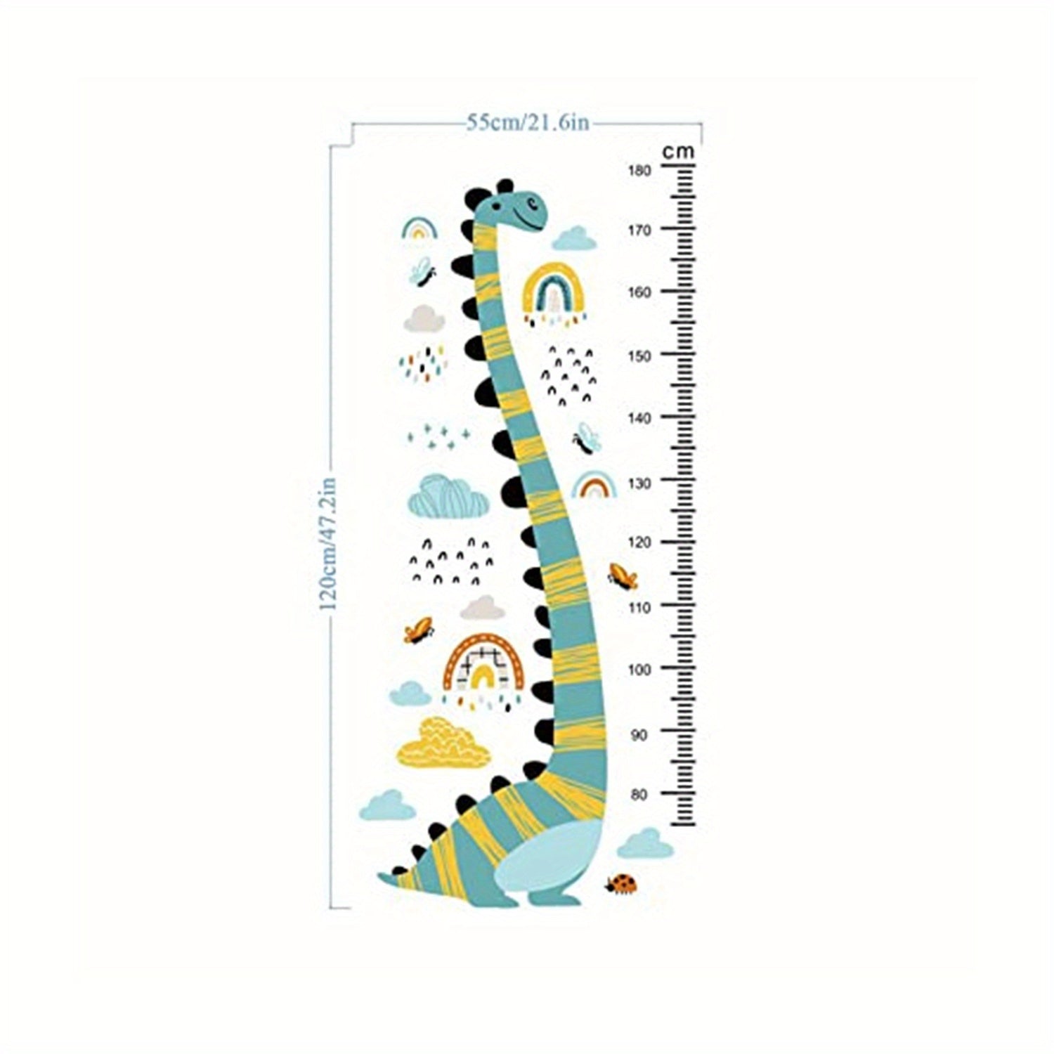 Dino Height Chart Wall Decal - Grow Taller with Fun Cartoon Dinosaur