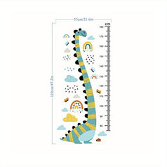 Dino Height Chart Wall Decal - Grow Taller with Fun Cartoon Dinosaur
