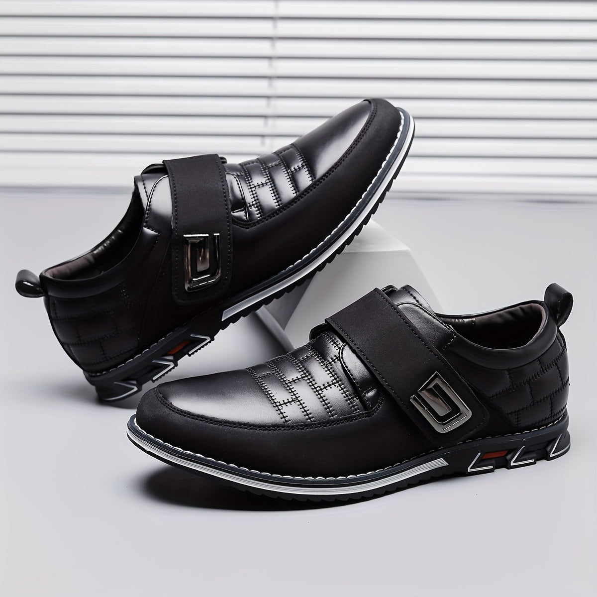 Men's PU Leather Hook And Loop Slip On Shoes Spring Summer
