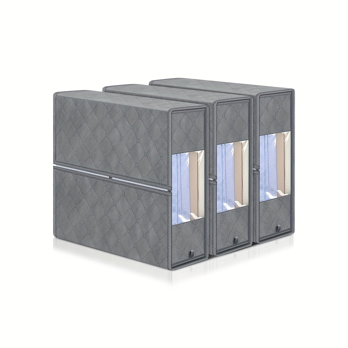 Large Capacity Bed Sheet Storage Box With Handles & Visible Window