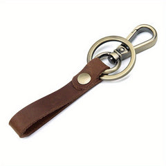 Retro Leather Antique Bronze Car Keychain For Men