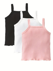Toddler Girl's Sleeveless Ribbed T Shirt Tee Casual Blouse