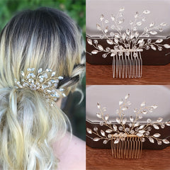 Crystal Flower Bridal Hair Comb with Silver Accents