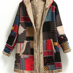 Patchwork Hooded Jacket Long Sleeve Casual Outerwear