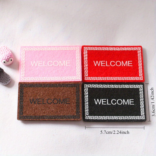 4pcs Mini Dollhouse Welcome Mats Assorted Colors Polyester Floor Accessories