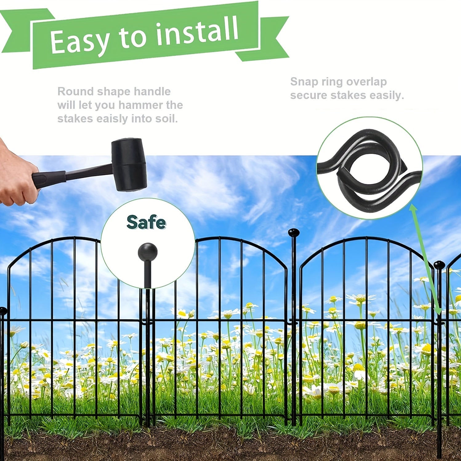 5pcs Metal No Dig Fence Animal Barrier For Dog Flower Bed Edging