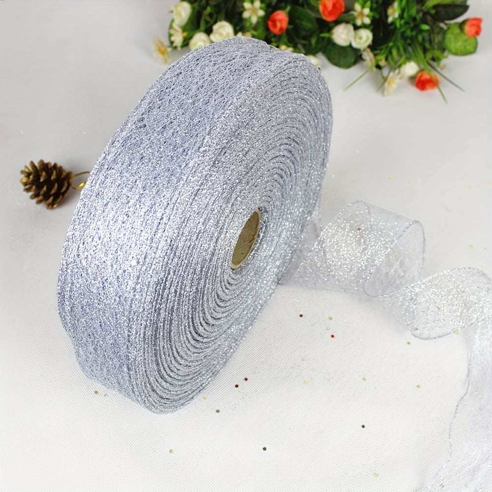 2M Transparent Mesh Christmas Ribbon for Gift Wrapping Party Decoration