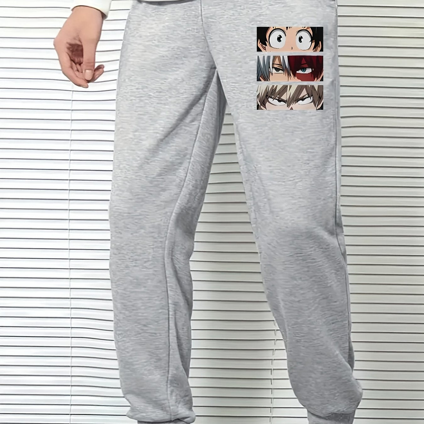 Anime Print Men's Drawstring Sweatpants with Pocket