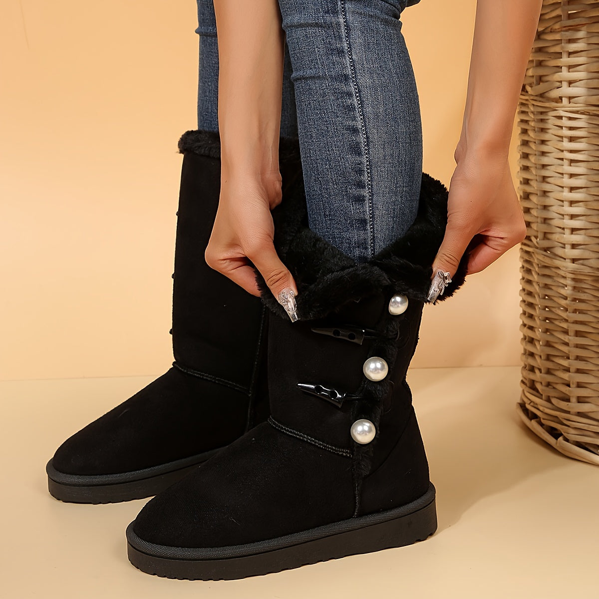 High Top Snow Boots for Women Winter Warm Hiking Boots
