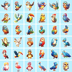 50pcs Bird Words Sound Stickers Owl Parrot Cartoon Vinyl Waterproof Stickers