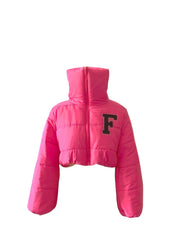 High Neck Cropped Coat Solid Long Sleeve Warm Outerwear