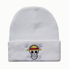 1pc One Piece Anime Embroidered Knitted Hat Men's Warm Wool Hat
