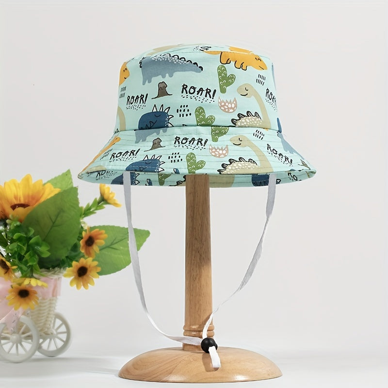 Baby Sunhat UPF 50 Beach Mesh Sun Hat Dinosaur Fish Print Bucket Hat