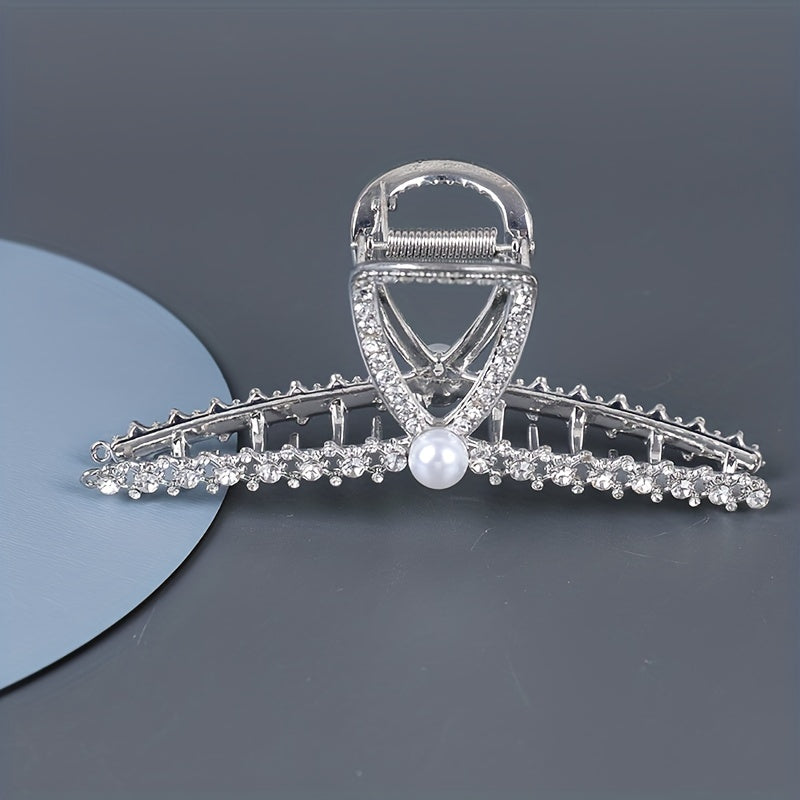 2pcs Faux Pearl Rhinestone Hair Clips for Girls