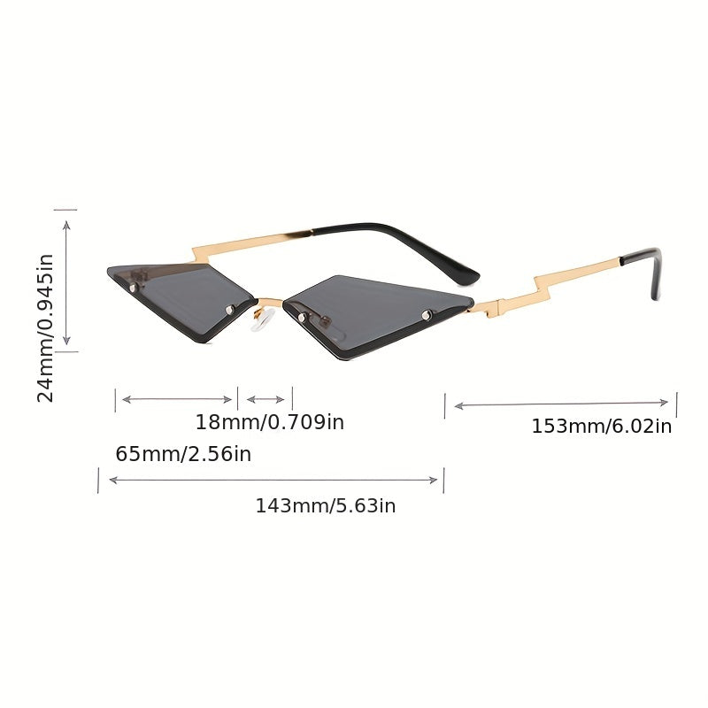 Y2K Rhombus Rimless Sunglasses Funny Tinted Candy Party Glasses