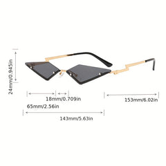 Y2K Rhombus Rimless Sunglasses Funny Tinted Candy Party Glasses