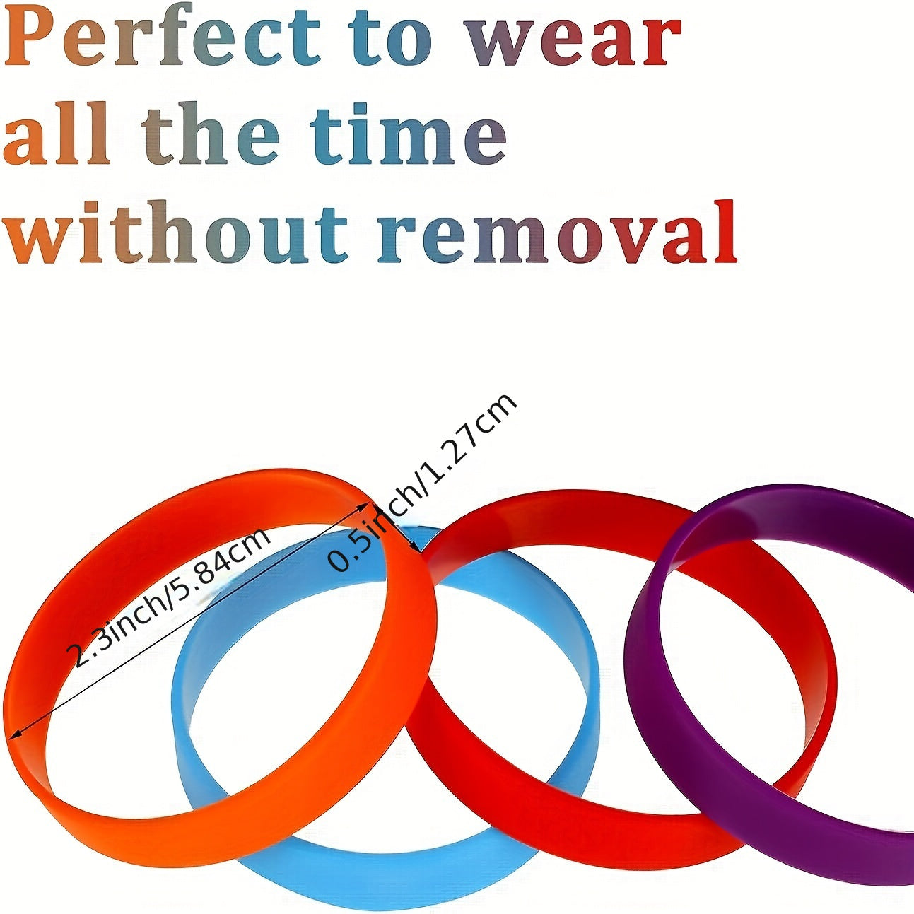 100 Pieces Colored Rubber Bracelets Solid Blank Sports Bands