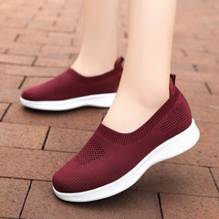 Women's Mesh Slip-On Casual Shoes Lightweight Hollow Low Top Sneakers