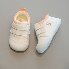 Baby Girl's Animal & Polka Dots Print Shoes With Hood Loop