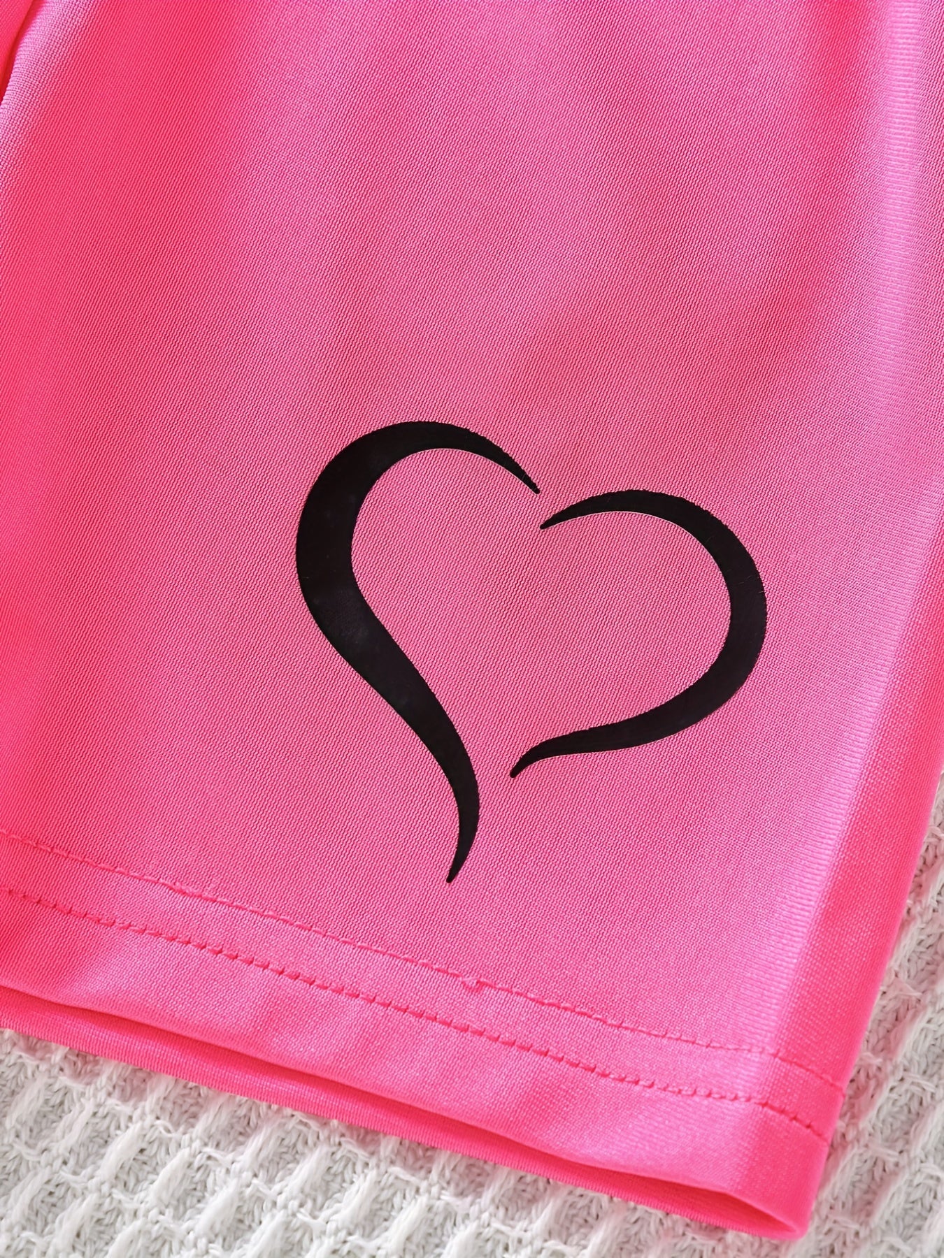 Girl Casual Heart Pattern Sports Yoga Shorts High Stretchy Athletic Fit