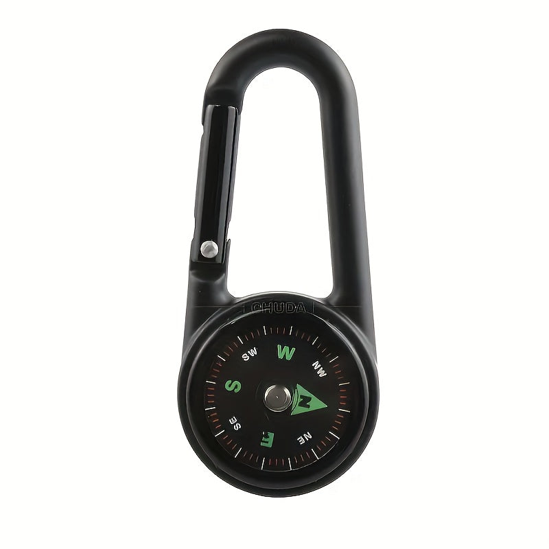 2pcs Small Metal Buckle With Compass Keychain For Camping Hiking Adventure