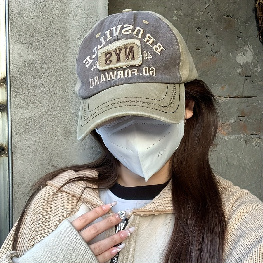 Vintage Washed Distressed Baseball Cap Embroidered Patch Sun Hat