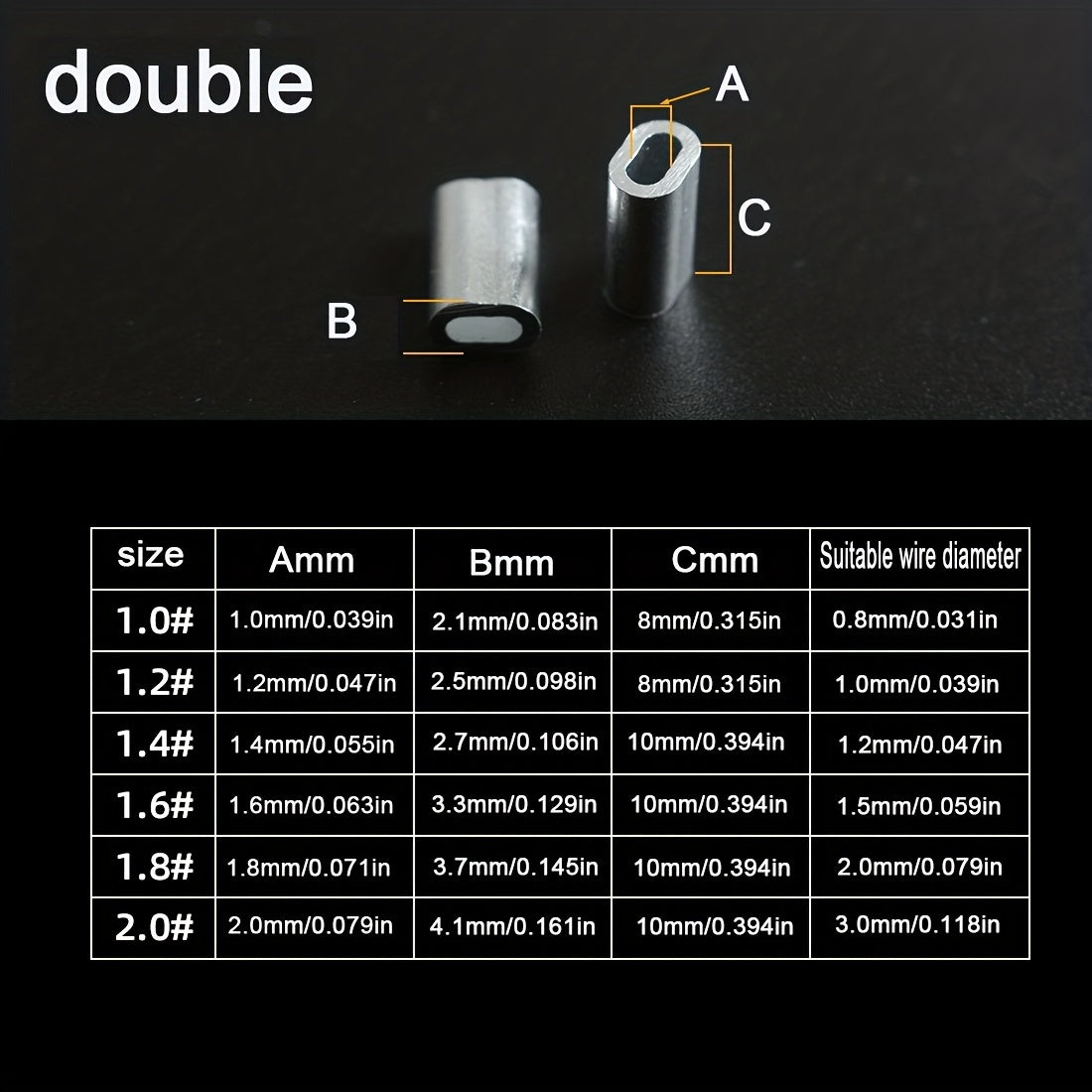Alum. Fishing Crimping Sleeves Double Strength Connectors