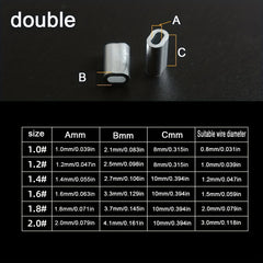 Alum. Fishing Crimping Sleeves Double Strength Connectors
