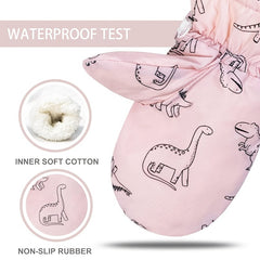 Kids Ski Gloves Cartoon Print Waterproof Warm Gloves