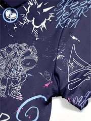 Graffiti Print Boys Creative Polo Shirt Casual Lightweight Short Sleeve Tee Tops