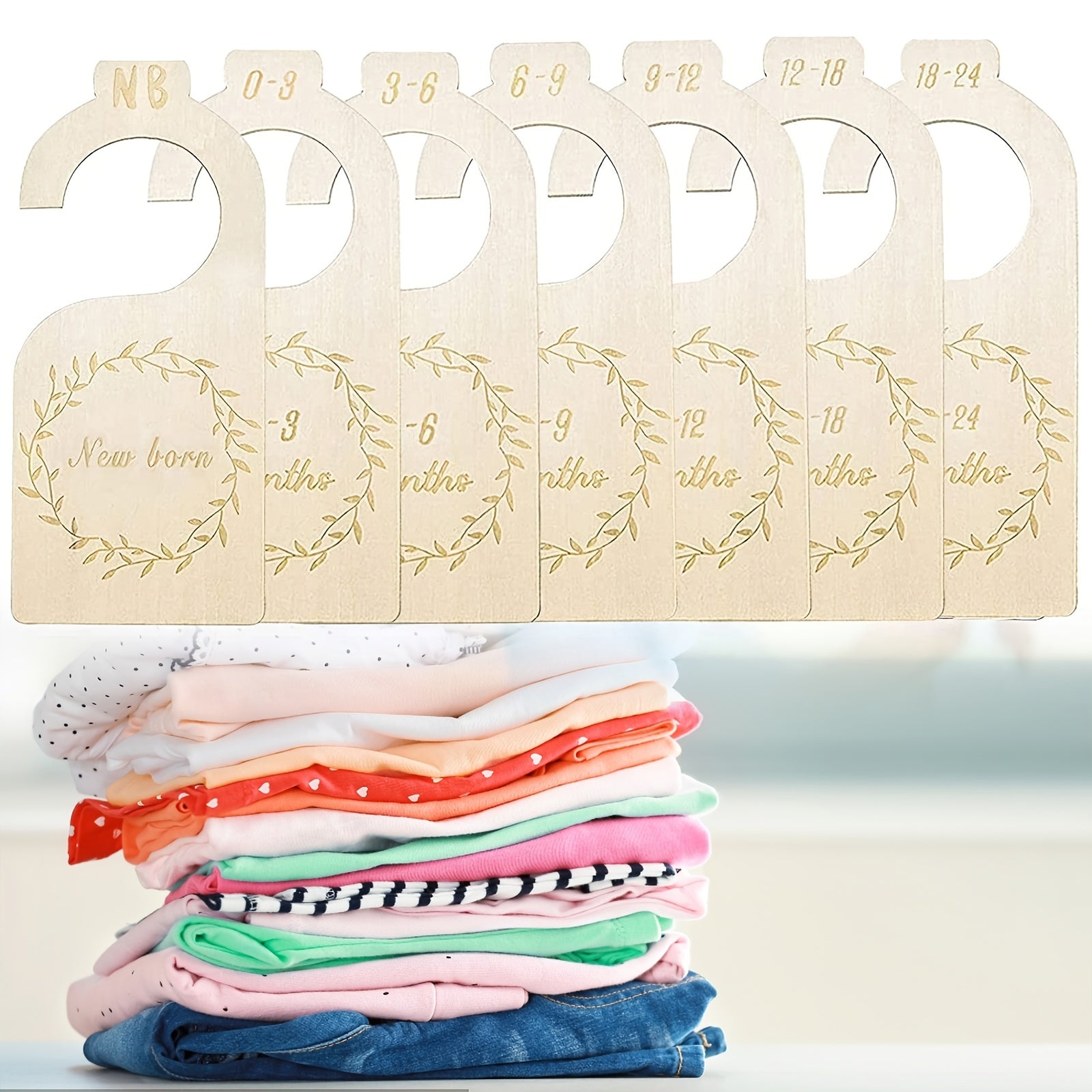 Wooden Baby Closet Size Dividers, 7 Pcs