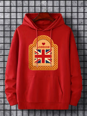 London Flag Print Hoodie for Men