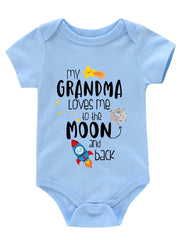 Newborn Infant Short Sleeve Romper My Gramdma Print Bodysuit Onesies