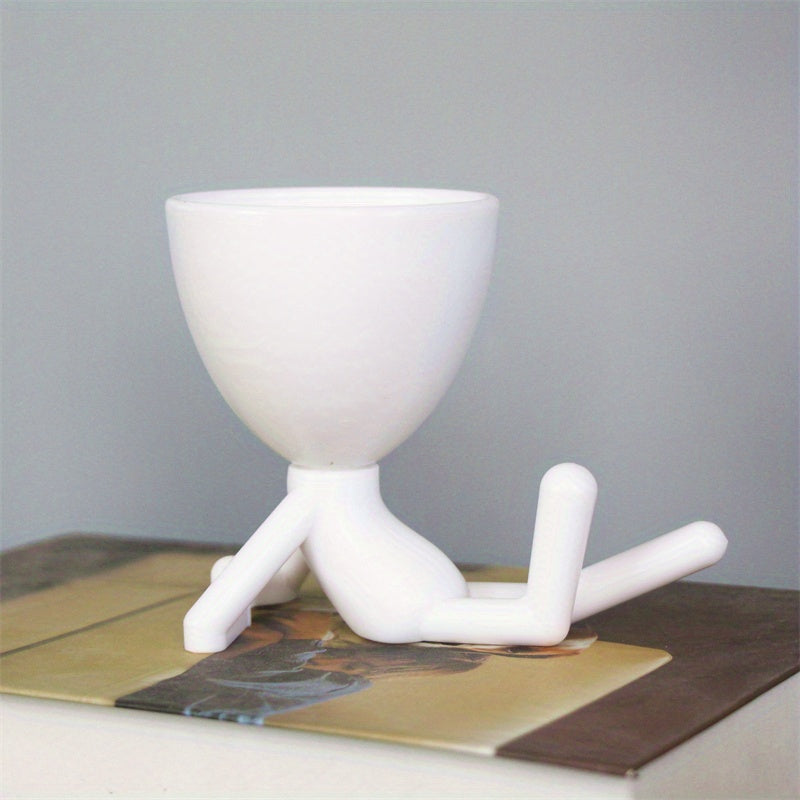1pc Sitting Figure Vase Flowerpot Artificial Flowers Succulent Flowerpot