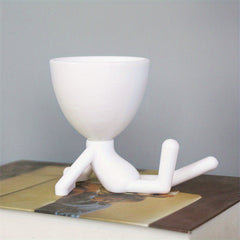 1pc Sitting Figure Vase Flowerpot Artificial Flowers Succulent Flowerpot