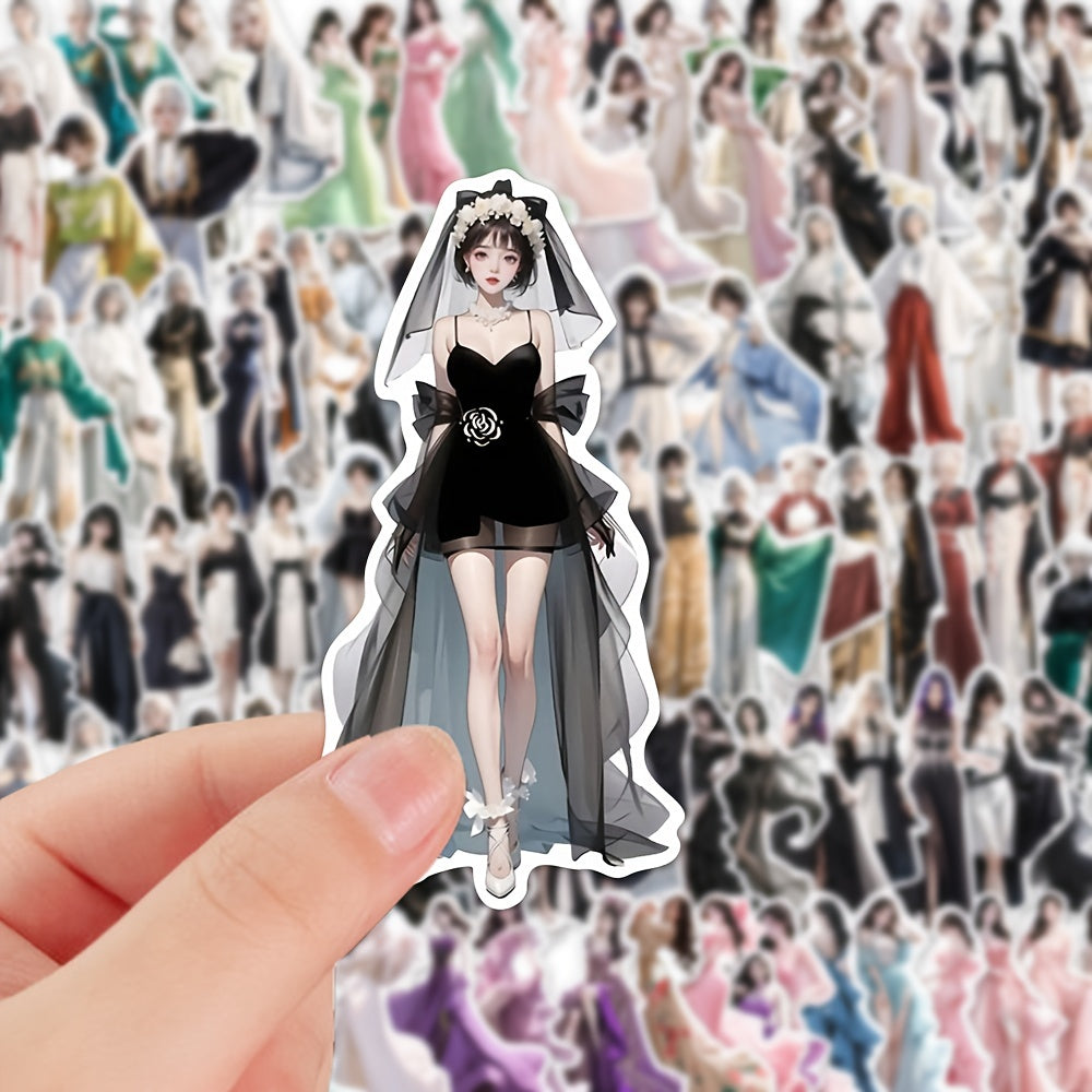 100pcs Girls Formal Dress PVC Waterproof Stickers Pack For Kids