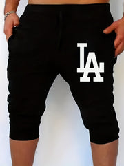 LA Pattern Print Comfy Shorts Men's Casual Elastic Waist Drawstring Shorts