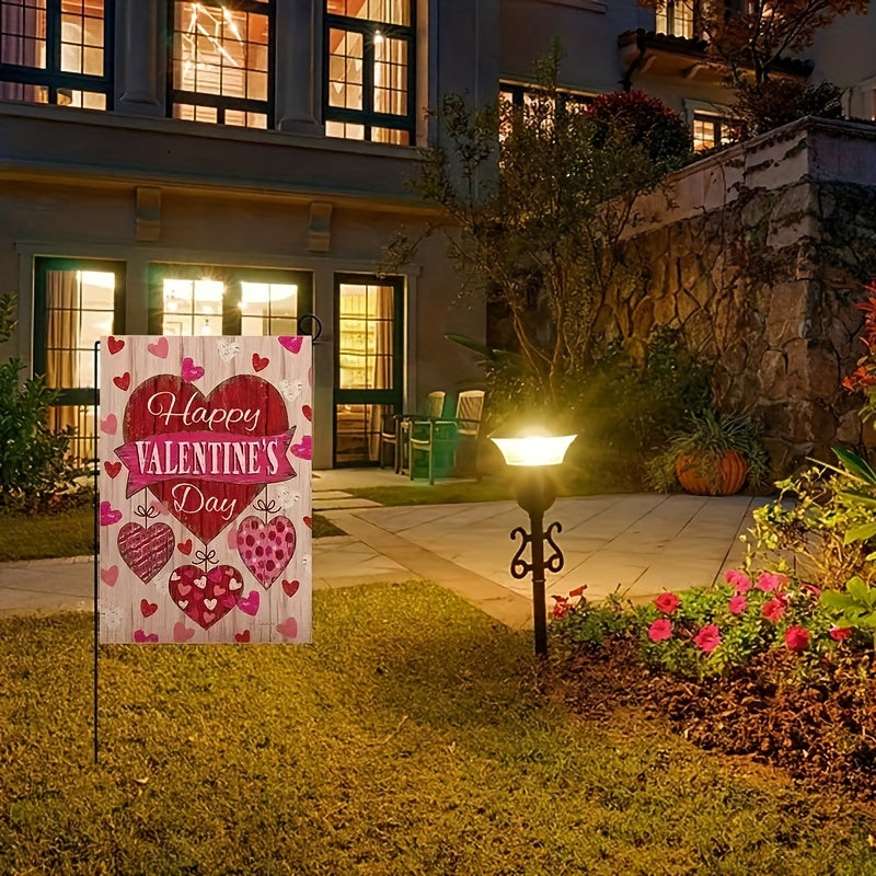 Heart Pattern Double Sided Garden Flag for Valentine Party Decor