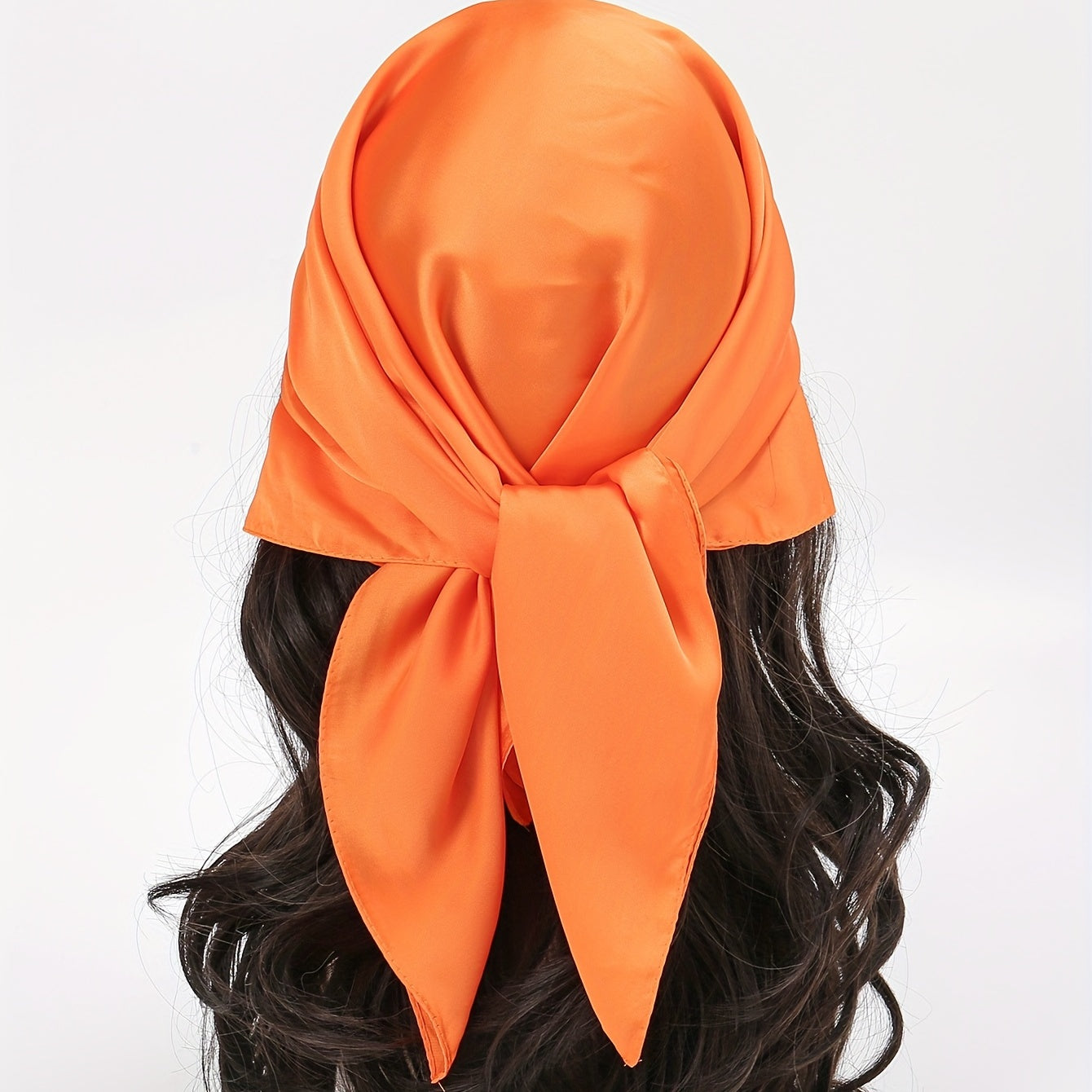Orange Satin Bandana Square Scarf Neckerchief Hair Wrap