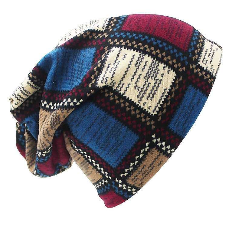 Plaid Ladies Beanie Hat Scarf Casual Skullies Year Present