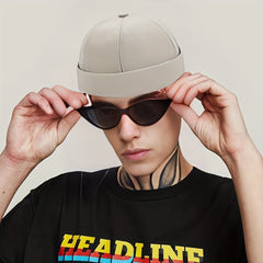 Spring Hip hop Hat Without Brim Street Hat Personality Brimless Round Hat