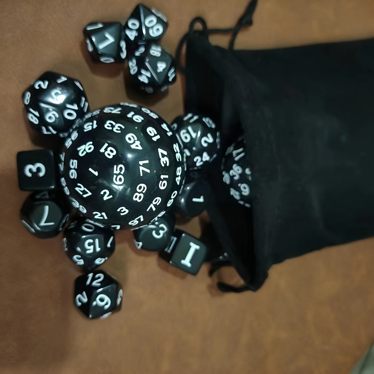 15pcs Polyhedral Dice Set With Flannelette Drawstring Storage Bag