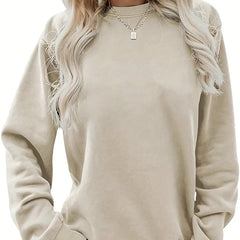 Solid Crew Neck Sweatshirt Casual Long Sleeve Sweatshirt